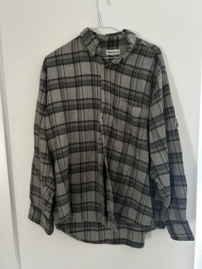 Moores Men's Gray and Red Plaid Button-Down Shirt, Lightweight